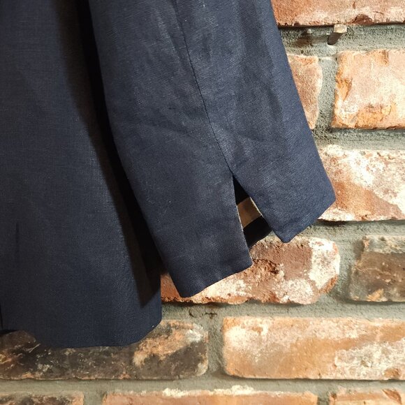 J. Crew Baird McNutt Cropped Irish Linen Jacket in Navy Blue Workwear Women's 8 - Picture 10 of 11